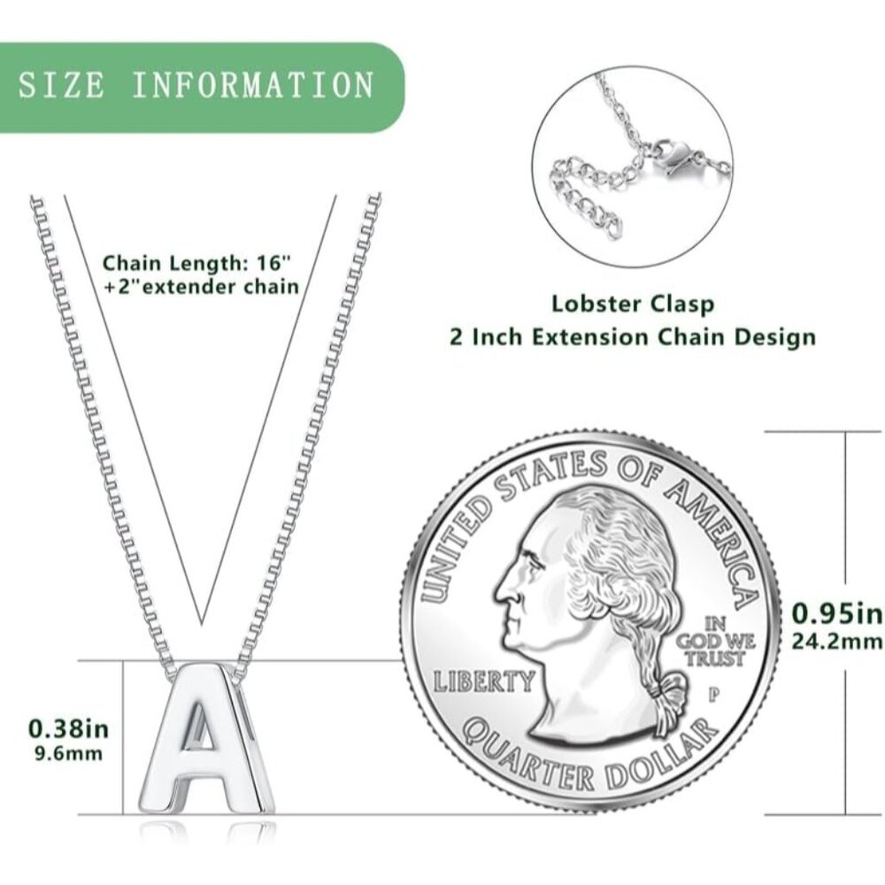 Personalized Silver Plated Initial Pendant Neckla… - image 6